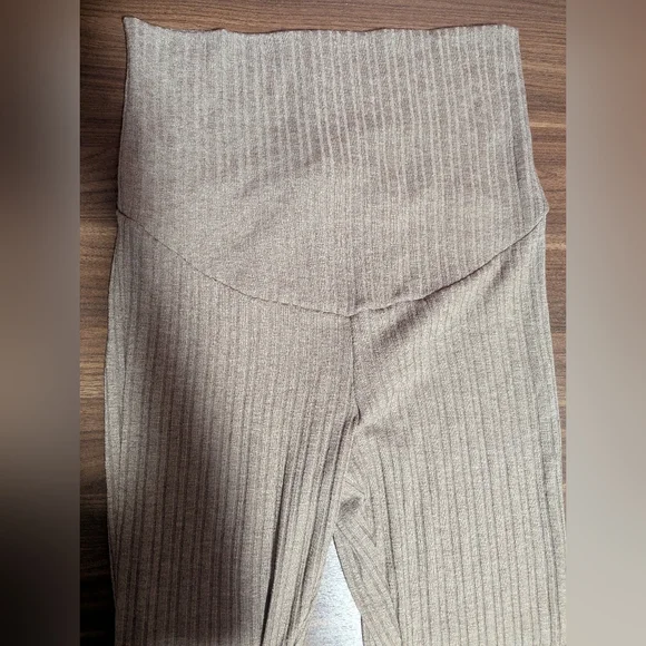 Maternity Ribbed Brown Pants - Picture 2 of 3